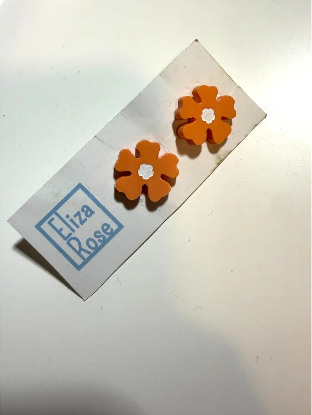 Eliza Rose Peach Orange Flower Post Stud Earrings - Floral Daisy Acrylic